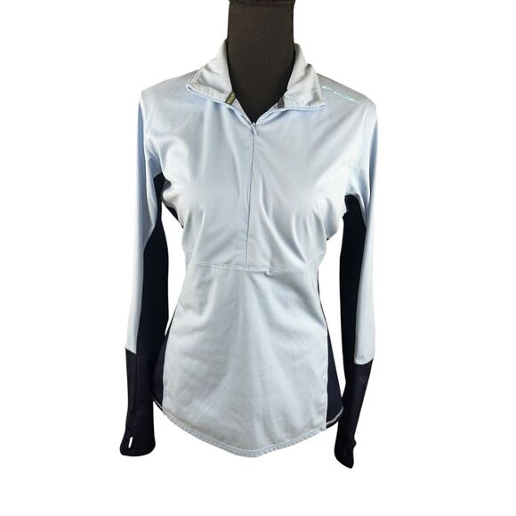 Brooks woman’s blue medium Dash half zip long sleeve running reflective shirt - Picture 1 of 5